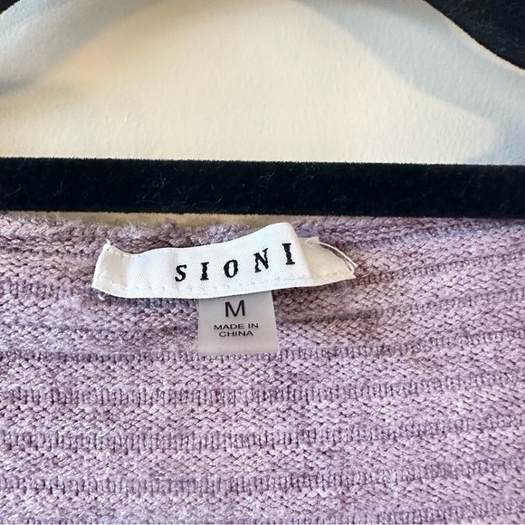 Sioni-Ribbed Open Light Purple Hooded Cardigan (Size:Medium) - Picture 9 of 9